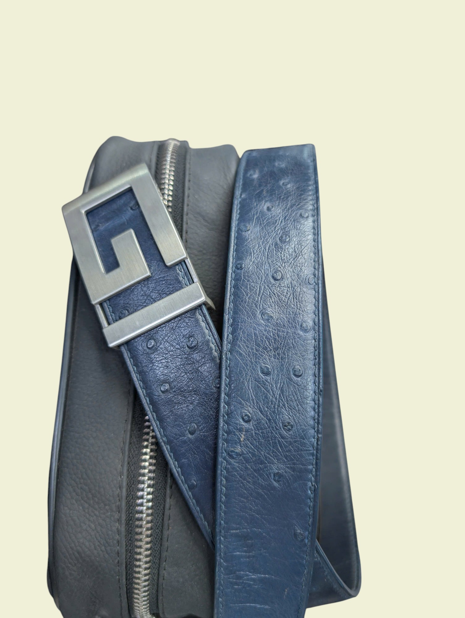 Thắt lưng nam da đà điểu handmade khóa cao cấp