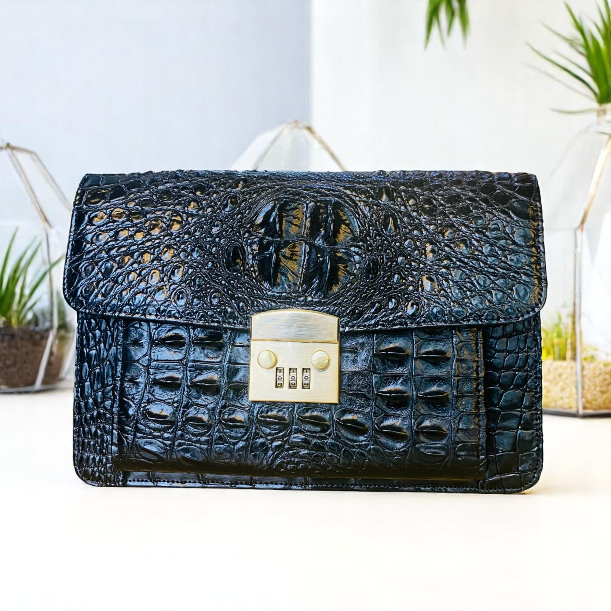 clutch cầm tay da thật