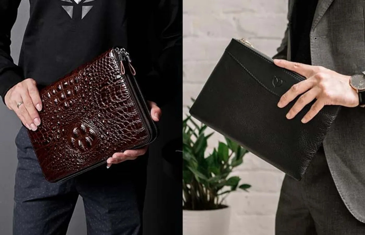 clutch nam cầm tay da thật